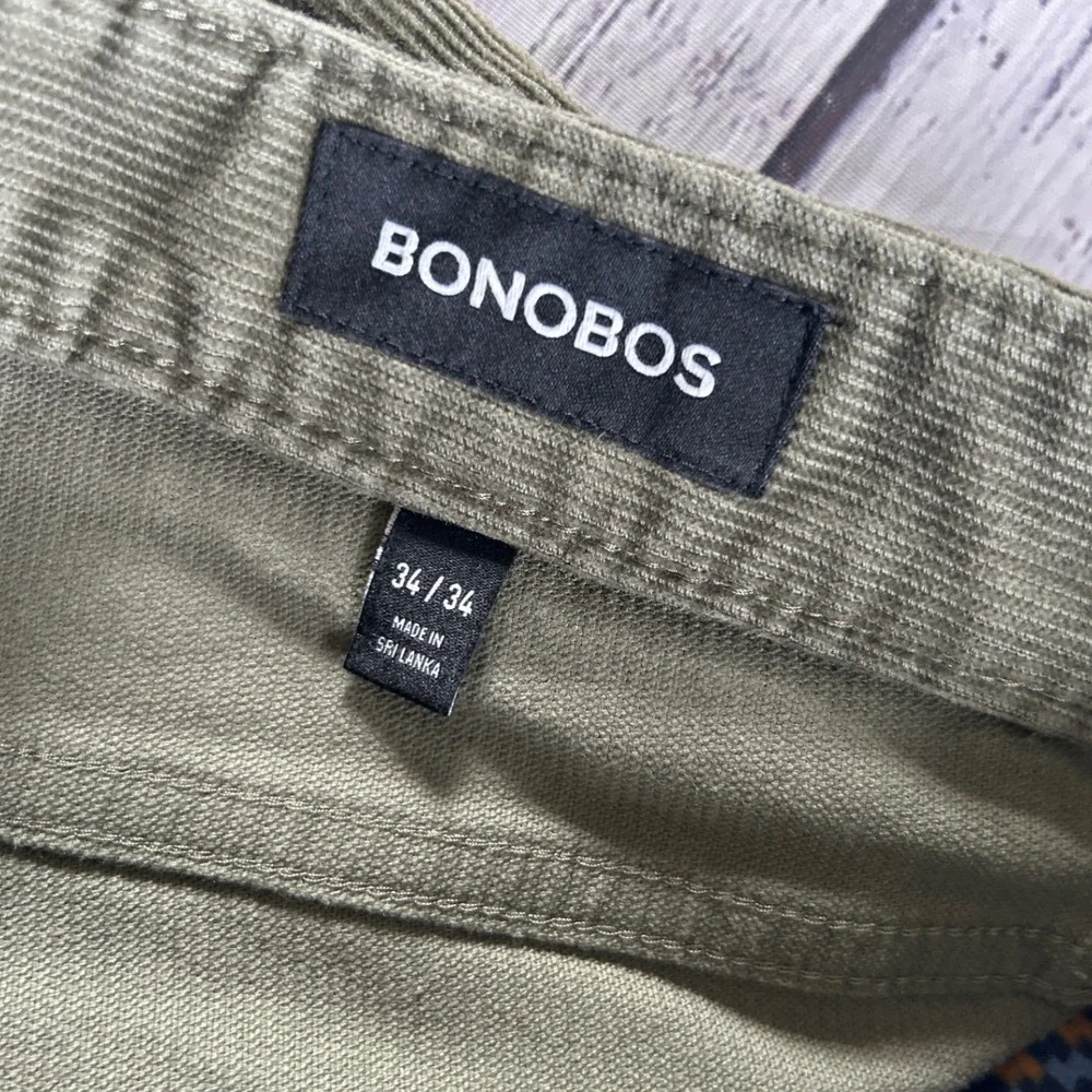 Bonobos Corduroy Pants Men Olive Green 5-Pocket Straight Leg 34x34